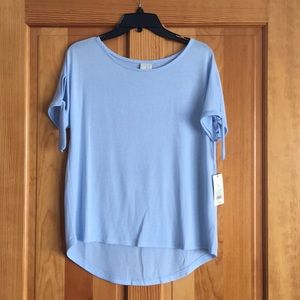 Light Blue Tie Sleeve Knit Shirt